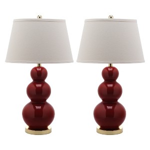 Pamela Triple Gourd Ceramic Table Lamp Set - Safavieh , Red/White