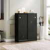 Shoe Cabinet, 6-Tier Shoe Cabinet With Adjustable Shelves And 2 Marble Pattern Design Sliding Doors, Storage Rack For Hallway Closet Living Room - 2 of 4