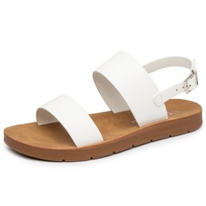 Alpine Swiss Beth Womens Flat Sandals Two Strap Buckle Slides Comfortable Summer Shoes Casual Slip On Footbed Sandals for Everyday Wear - 1 of 4