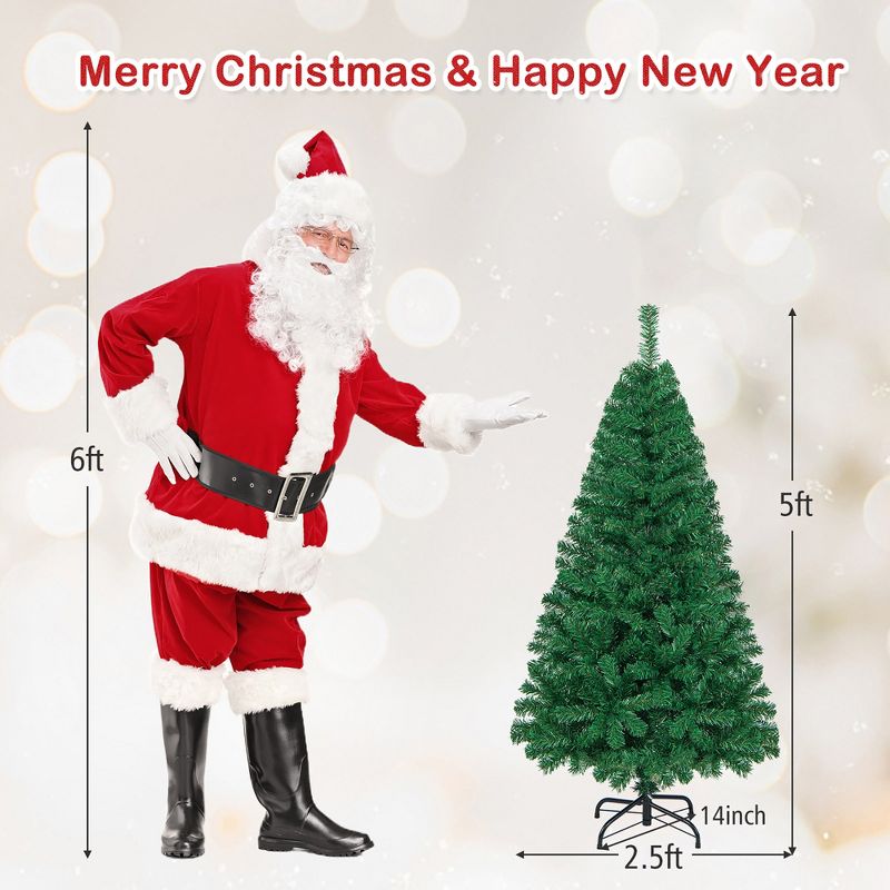 Costway 5/6/7/8 FT Artificial Christmas Tree Unlit Christmas Tree with 350/650/950/1138 Branch Tips Foldable Metal Stand, 5 of 11