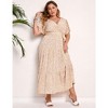 Garvee Women Plus Size V Neck Wrap Maxi Dress High Waist Ruffle Summer Casual Dress with Belt Short Sleeve,Apricot bottom flowers,4XL - 2 of 4