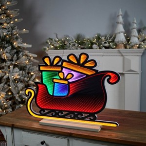 Santa’s Sleigh Ekkolight 24.75"L Acrylic Infinity Light Christmas Decor with Presents Holiday Display by Melrose - 1 of 2