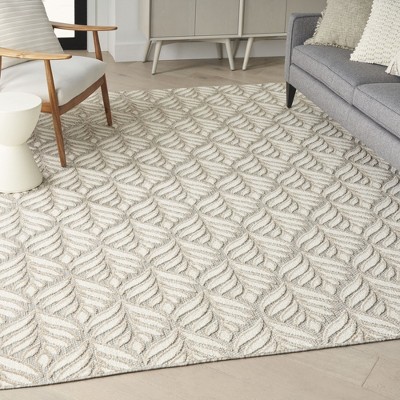 Aloha Tropical Palm 5'3" x 7'5" Ivory Grey Outdoor Rug