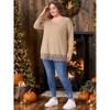 Women's Lace Hem Square Neck Long Sleeve Casual Tunic Blouse - Agnes Orinda - 3 of 4