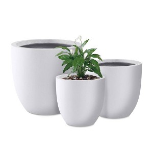 Rosemead Home & Garden 3pc Kante Concrete Outdoor Planter Pots Chalk White 20"x20"x18.5" - 1 of 4
