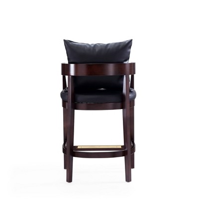 Sleek Manhattan Comfort 22" Black Wood Barstool with Gold Accents