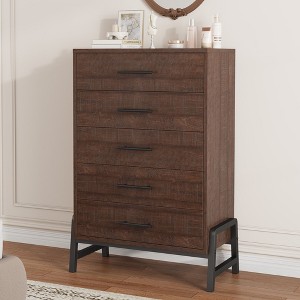 5 Dresser for Bedroom, 50.5" Tall Drawer with Large Storage Space, Freestanding Wooden Closet Storage Dresser Chest for Bedroom - 1 of 4