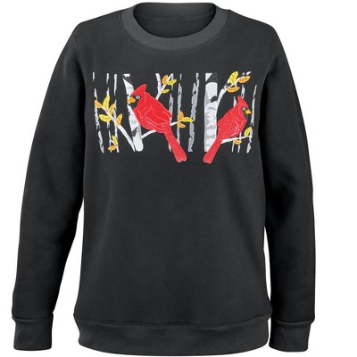 Collections Etc Birch Tree Forest and Cardinals Autumn Sweatshirt