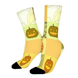 Boo Pumpkins Bats Women Printed Crew Socks Funny Funky Socks Soft Polyester Novelty Gifts for Artists Men - 1 of 1