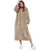 Ekouaer Fleece Robes for Women Hooded Plush Zipper Front Long Bathrobe Warm House Robe Sleepwear with Pockets - 2 of 3