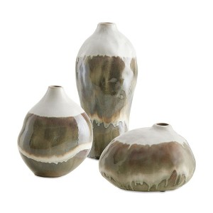 Uttermost Smooth Rustic Modern Blend Earthflow Glazed Outdoor Vases , Set of 3 - 1 of 4