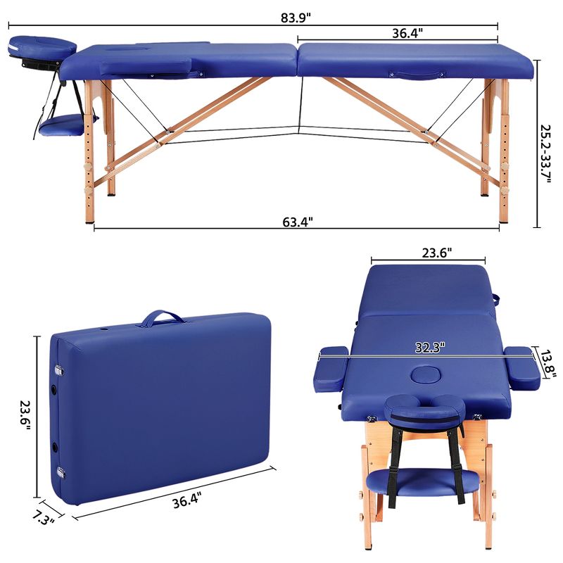 Yaheetech Foldable Massage Table with Non-Woven Bag, 4 of 11