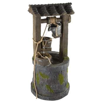 Nature Spring 4-Tier Wishing Well Outdoor Fountain With Cascading Waterfall - 32.5"
