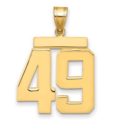 Black Bow Jewelry 14k Yellow Gold, Athletic Collection, Large Polished Number 49 Pendant