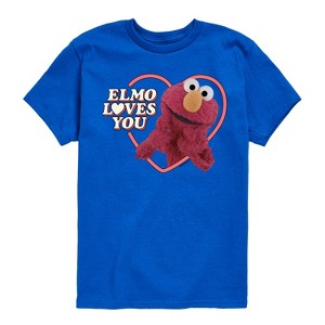 Boys' - Sesame Street - Elmo Loves You Heart Short Sleeve Graphic T-Shirt - 1 of 4