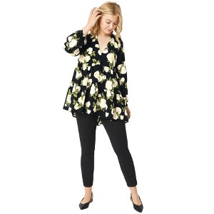 ellos Tiered Tunic With Notch V-Neck - 1 of 3