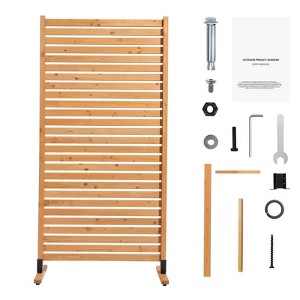 VEVOR Wooden Privacy Screen, 36" W x 76" H Outdoor Privacy Screen, Freestanding Wood Privacy Panel with Stand,Decorative Patio Privacy Screen, Brown - 1 of 4