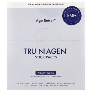 Tru Niagen NAD+, Nicotinamide Riboside, Unflavored, 30 Stick Packs, 0.14 oz (4 g) Each - 1 of 4