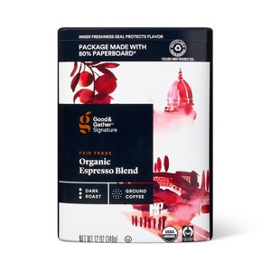 Signature Organic Espresso Blend Dark Roast Ground Coffee - 12oz - Good & Gather™ - 1 of 4