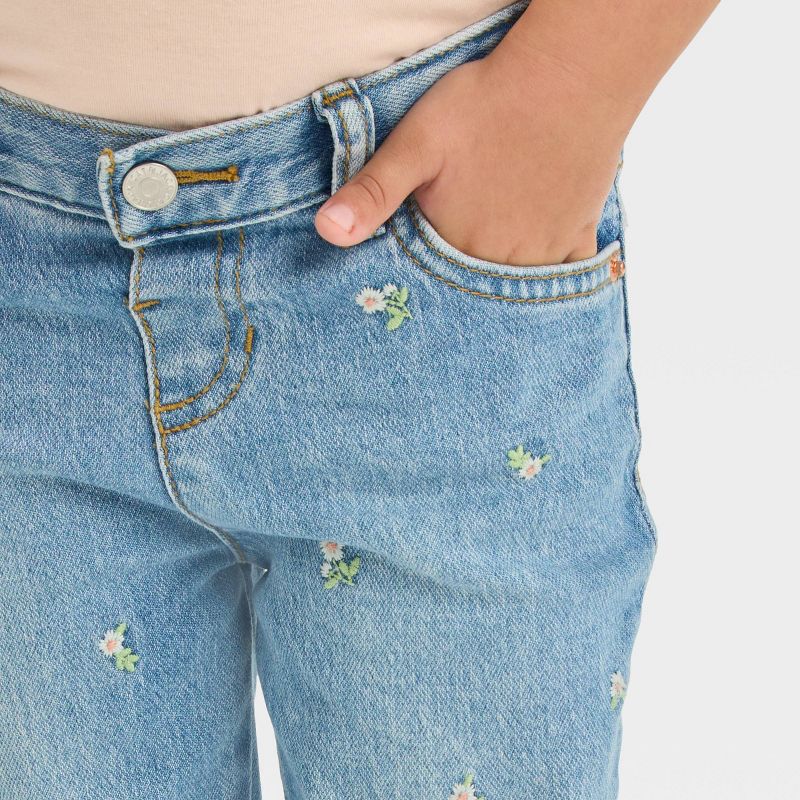 Toddler Girls' Embroidered Denim Pants - Cat & Jack™ Blue, 5 of 6