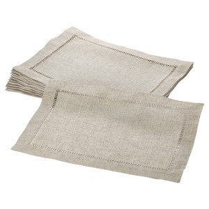 (Set of 12) 14"x20" Toscana Placemat Natural - Saro Lifestyle: Machine Washable, Polyester Blend, Rectangular Shape - 1 of 3