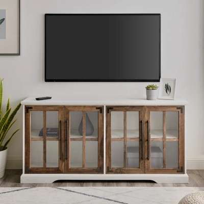 GDFstudio Grant Modern 58" Wood Glass-Door Rectangle TV Stand