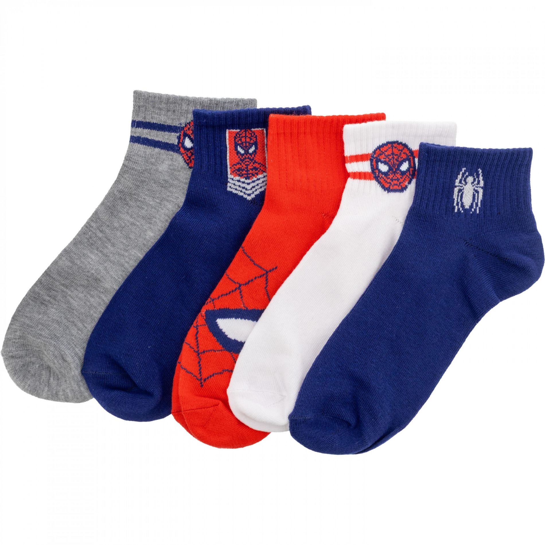 Mens Spider-Man Icons 5-Pair Pack of Quarter Socks
