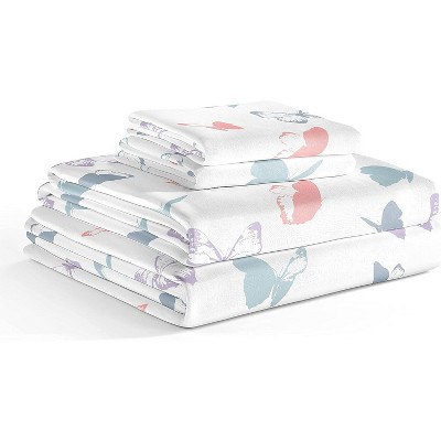 Twin Butterfly Print Microfiber Kids Bedding Set
