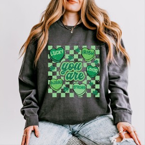 Simply Sage Market Women's Lightweight Garment Dyed Graphic Sweatshirt St. Patrick's Affirmations - 1 of 4