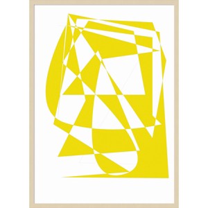 30"x41" Yellow by Alex Caminker Wood Framed Wall Art Print Brown - Amanti Art: Modern Abstract Geometric, Vertical Lithograph - 1 of 4