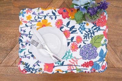 Anaya Bright Floral Cotton Quilted Reversible Placemats Set of 6