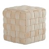 Kumasinova 16" Square Braided Ottoman Pouf,Luxury Velvet Fabric Accent Footstool for Living Room & Vanity,250lbs Capacity - 3 of 4
