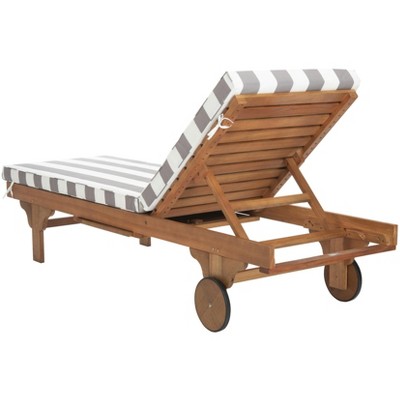 Transitional White Eucalyptus Outdoor Chaise Lounge with Cushions