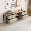 70 inch TV Stand, Mid Century Modern TV Stand with Storage, Entertainment Center with Metal Roman Columns & Handle - 4 of 4