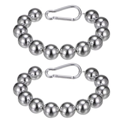 Unique Bargains Stainless Steel Indoor Outdoor Durable Flag Pole Beaded Flagpole Retainer Ring 12 Beads 2 Pcs