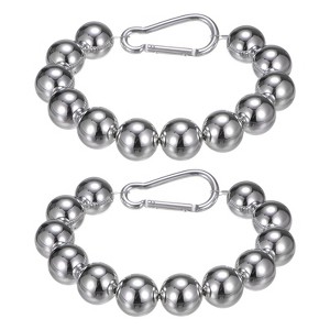 Unique Bargains Stainless Steel Indoor Outdoor Durable Flag Pole Beaded Flagpole Retainer Ring 12 Beads 2 Pcs - 1 of 4