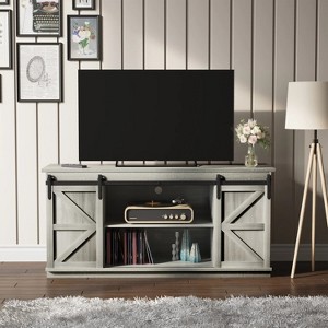 LACOO Farmhouse Sliding Barn Door TV Stand for TVs up to 65" - Gray - 1 of 4