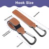RUVALINO Leather Stroller Hooks for Diaper Bags - Heavy Duty Vegan PU Straps and Carabiner Clips for Shopping Cart, Wheelchair - 4-Pack, Black & Brown - 3 of 4