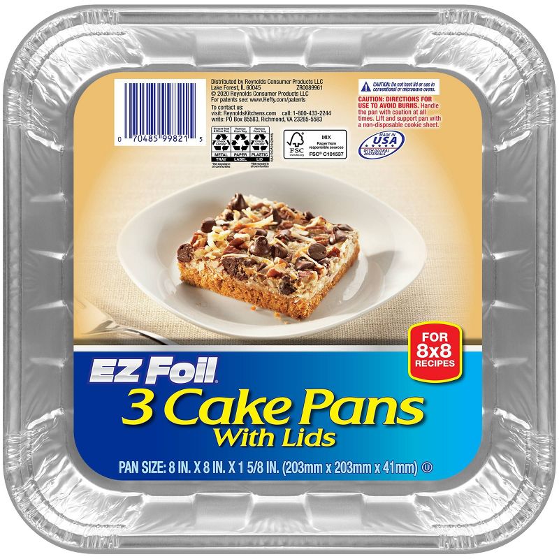 EZ Foil Square Cake Pans - 3ct, 1 of 4