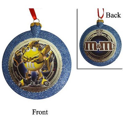 Kurt S. Adler 3.5" M&M Transformers Bumblebee Glitter Disc Christmas Ornament