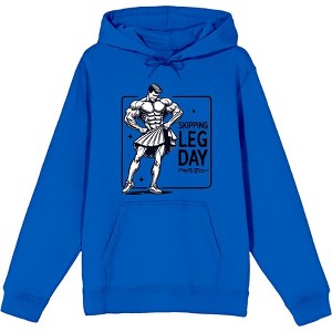 Body Builder "Skipping Leg Day" Adult Long Sleeve Hoodie - 1 of 2