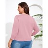 YESFASHION Women Plus Size Cardigan Round Neck Button Down 3/4 Sleeve Top Solid Casual Cardigan - 4 of 4