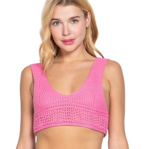 Slickblue Sleeveless Textured Crop Tank, V-Neck Cotton Sweater Style Top for Women, Color and Size Options - 1 of 4
