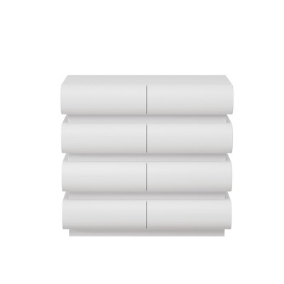 VYNXARIA Modern Bedroom Essential: Handle  Free White 8 Drawer Dresser with Abundant Storage