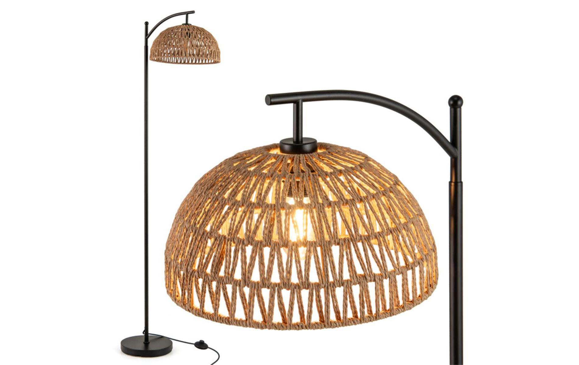 Angel Sar E26 Arc Floor Lamp with Foot Pedal Switch, Tall Standing Lamp with Shatterproof Shade, Modern Corner Lamp for Living Room, Bedroom, Office