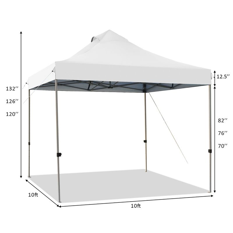 Costway 10' x 10' Portable Pop Up Canopy Event Party Tent Adjustable W/Roller Bag White/Blue/Grey, 3 of 11