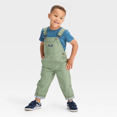 OshKosh B'gosh Toddler Boys' Plaid Overalls - Olive Green 12M