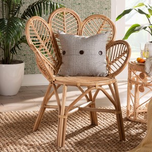 bali & pari Eliava Natural Rattan Flower Accent Chair Natural Brown: Indoor Wicker, No Assembly Required - 1 of 4