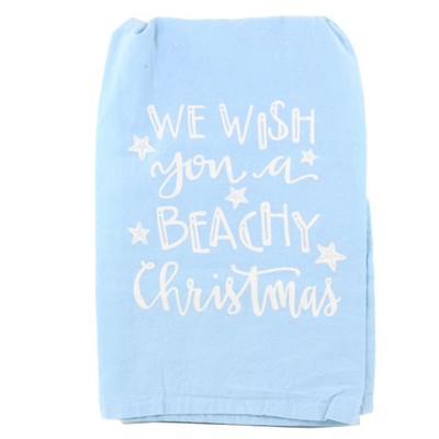 Decorative Towel 28.0" Wish You A Beachy Christmas 100% Cotton Kitchen Ocean Sand  -  Kitchen Towel