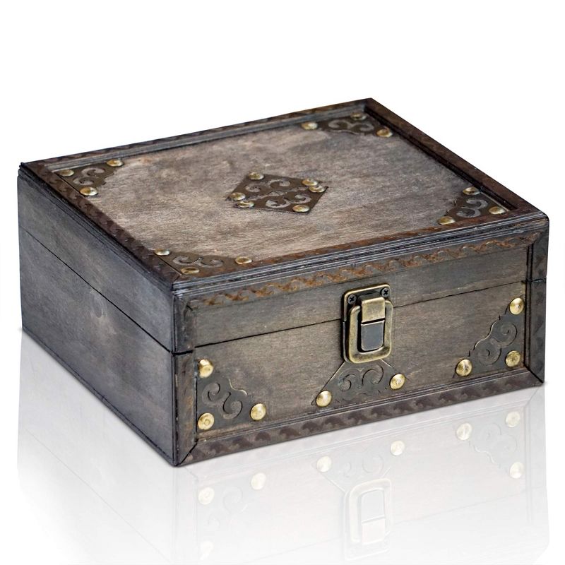 Brynnberg 13"x9"x9.5" Wooden Durable Wooden Treasure Chest with Lock, 1 of 8